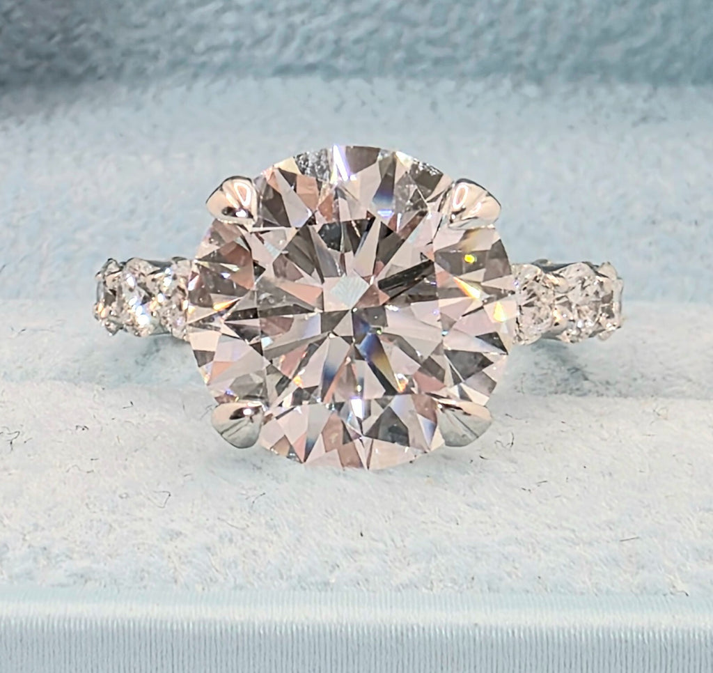 4.60 Ct F VS1 Round Diamond Engagement Ring IGI Certified Lab Grown 14k White