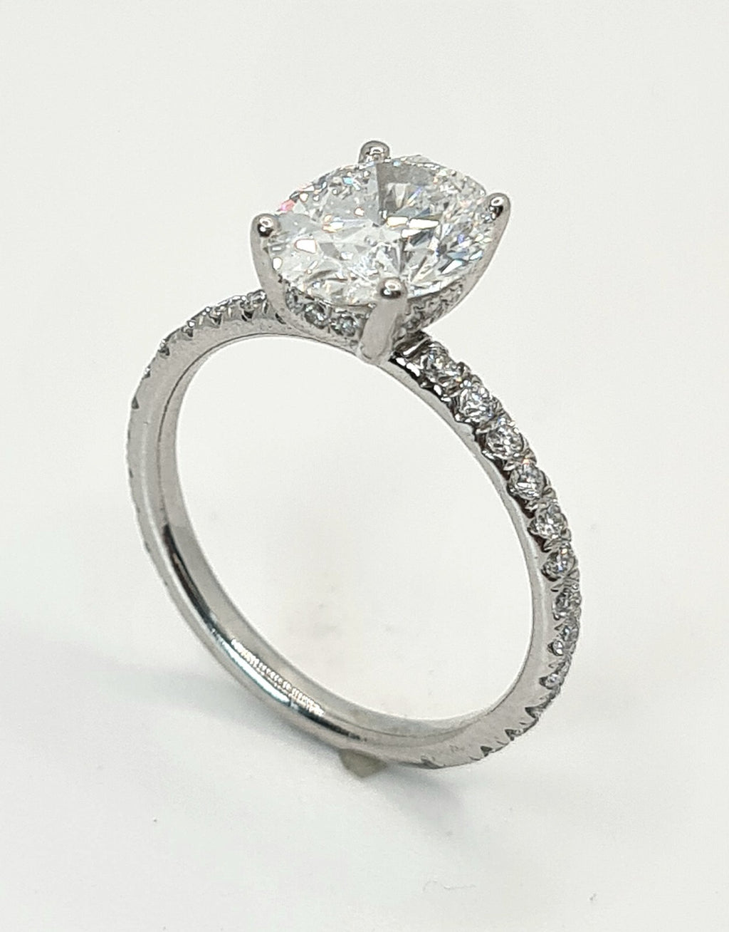 2.52 Ct E VS1 Lab Grown Oval Diamond Engagement Ring IGI Certified 14k White