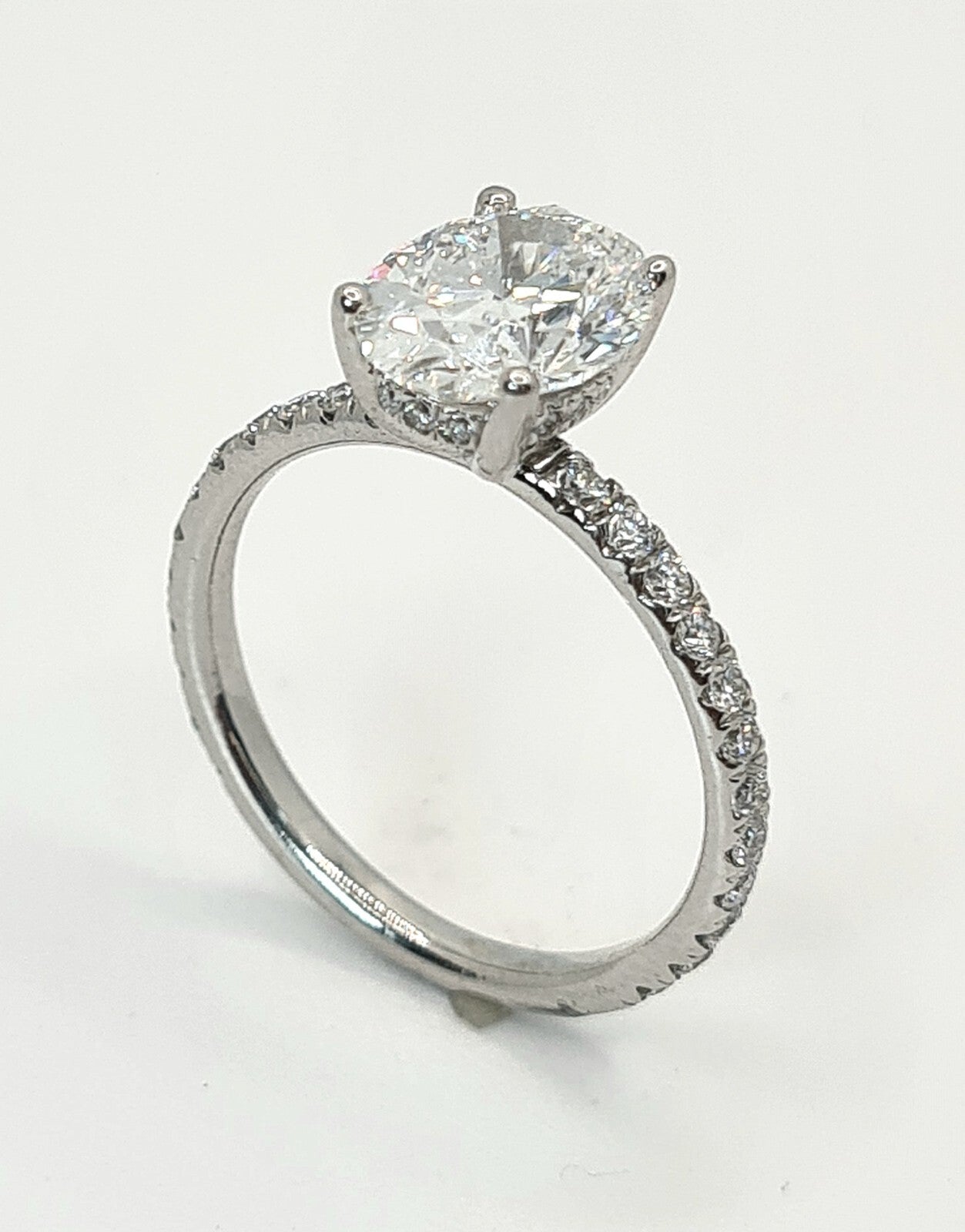 2.52 Ct E VS1 Lab Grown Oval Diamond Engagement Ring IGI Certified 14k White