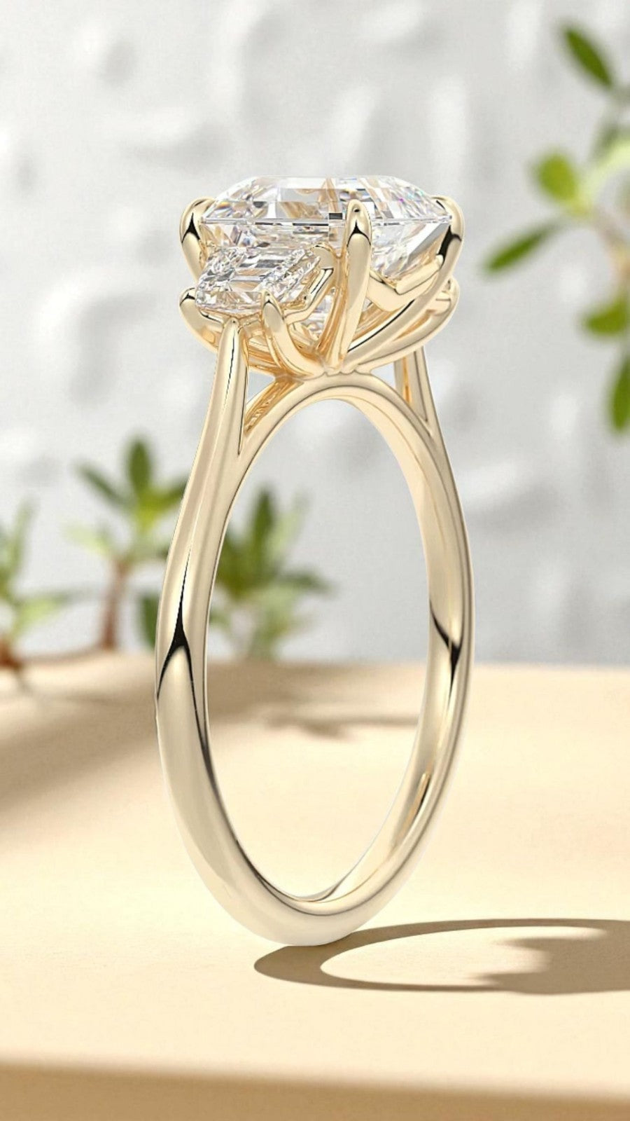 2.50 Ct D VS1 Asscher Cut Lab Grown Diamond Ring 14k Yellow Gold IGI Certified