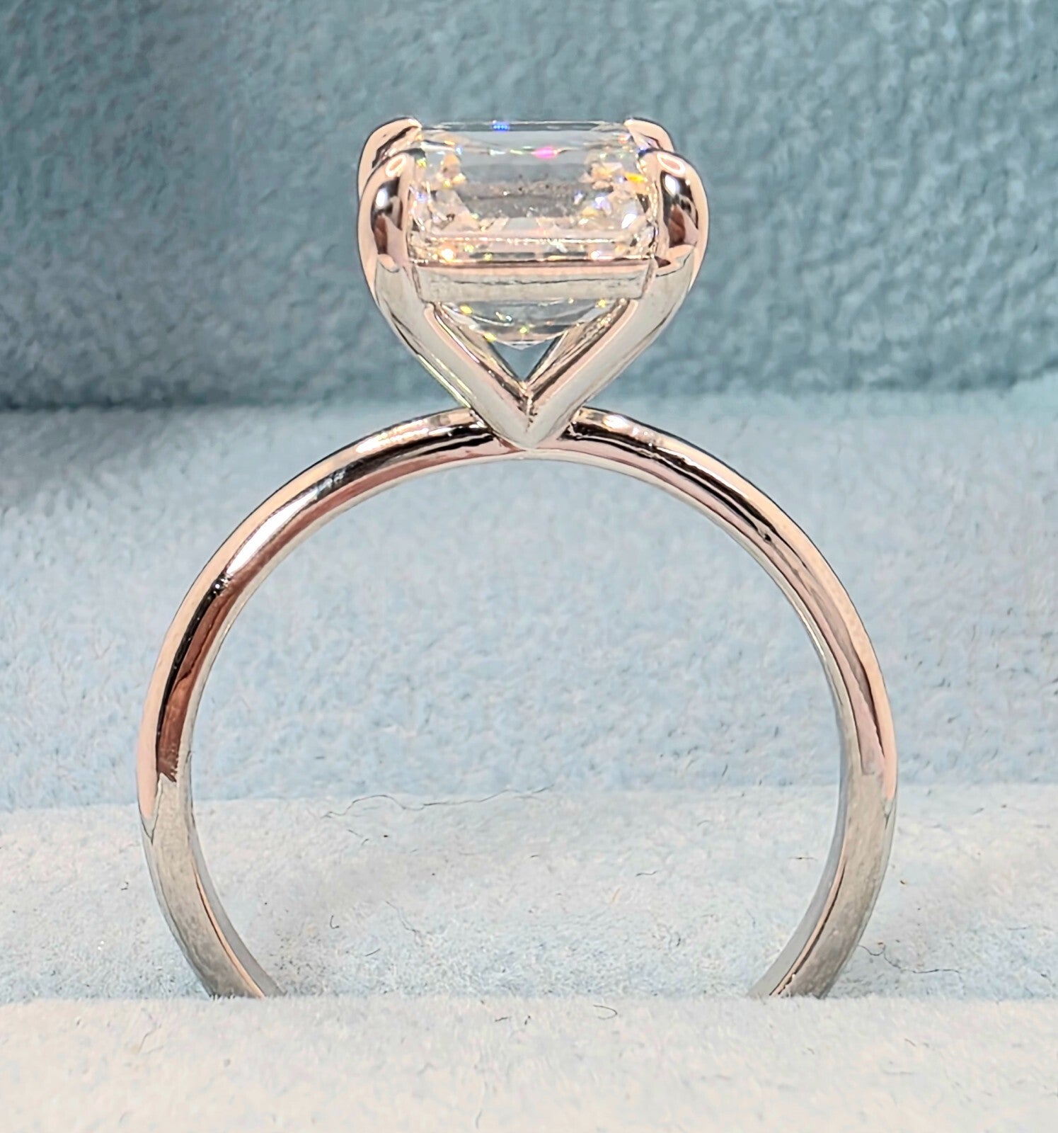 4.00 Ct F VS1 Asscher Cut Diamond Ring Lab Grown IGI Certified Set in Platinum