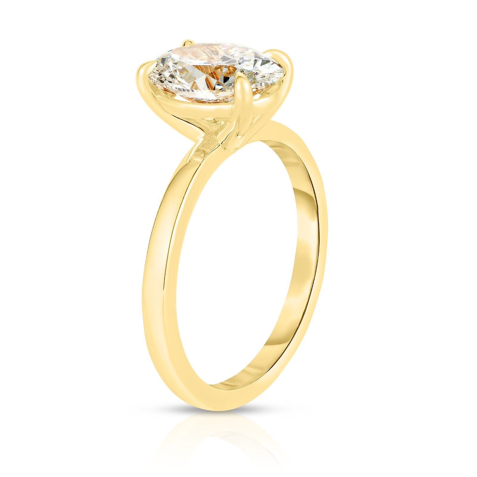 5.00 Carat F VS2 Oval Solitaire 14k Yellow Lab Grown Diamond Ring IGI Certified