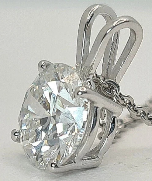 3 Ct E VVS2 Round Lab Grown Diamond Pendant 14k White IGI Certified No Chain