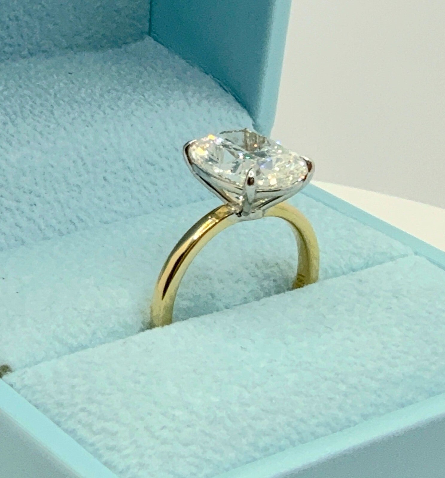 3.00 Carat Cushion E VS1 14k Yellow Lab Grown Diamond Ring IGI Certified