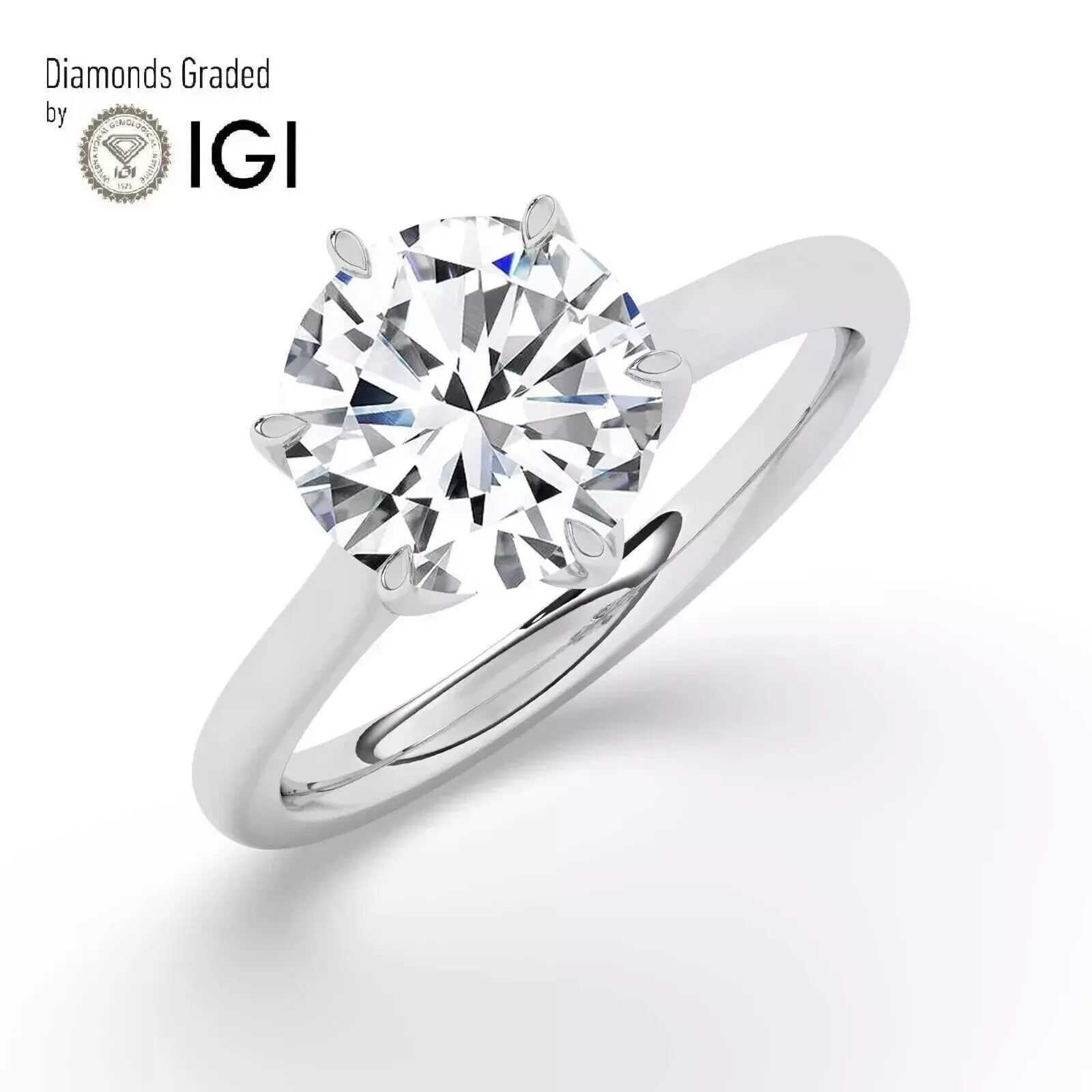 2.50 Carat IGI Certified D VS1 Platinum Lab Grown Round Diamond Ring