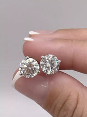 4.00 Ct D VS2 Round Lab Grown 14k Diamond Stud Earrings IGI Certified