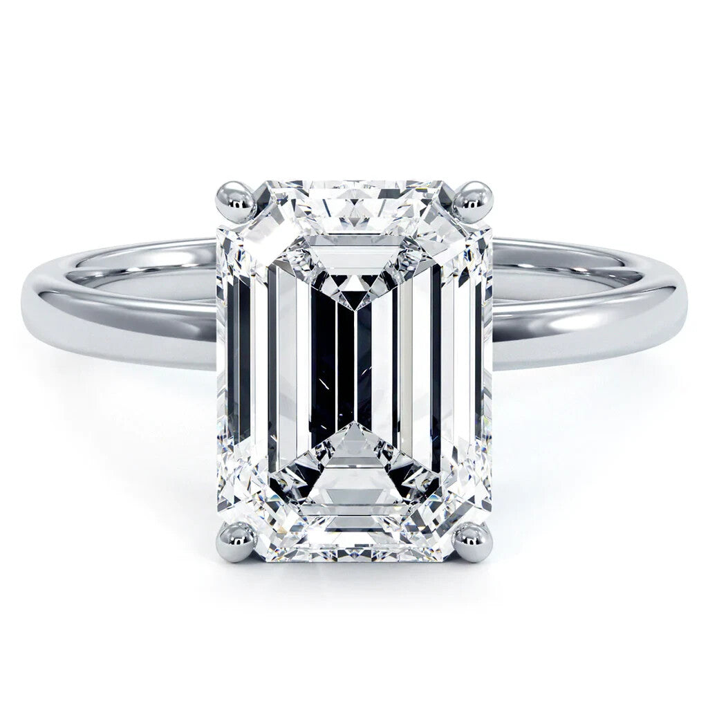 2.00 Ct F VS2 Emerald Cut Diamond Ring Lab Grown Diamond IGI Certified