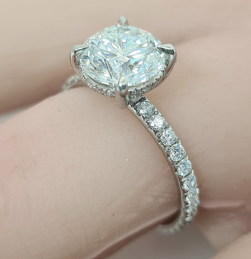 3.52 Ct E VS1 Lab Grown Round Diamond Engagement Ring IGI Certified 14k White