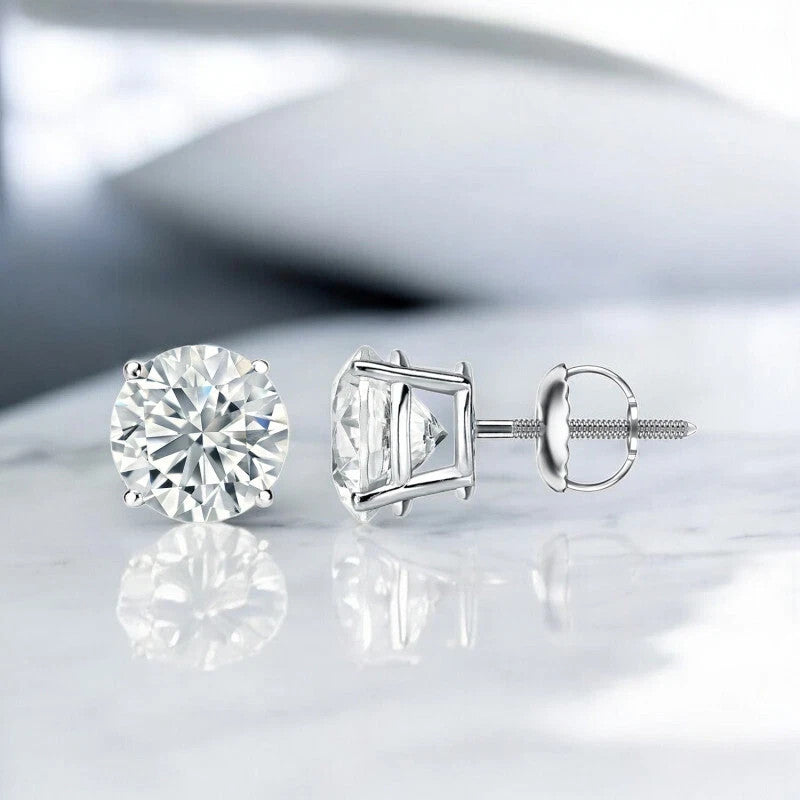 3.00 Ct D VS1 Round 4 Prong Lab Grown Diamond Stud Earrings IGI Certified 14k