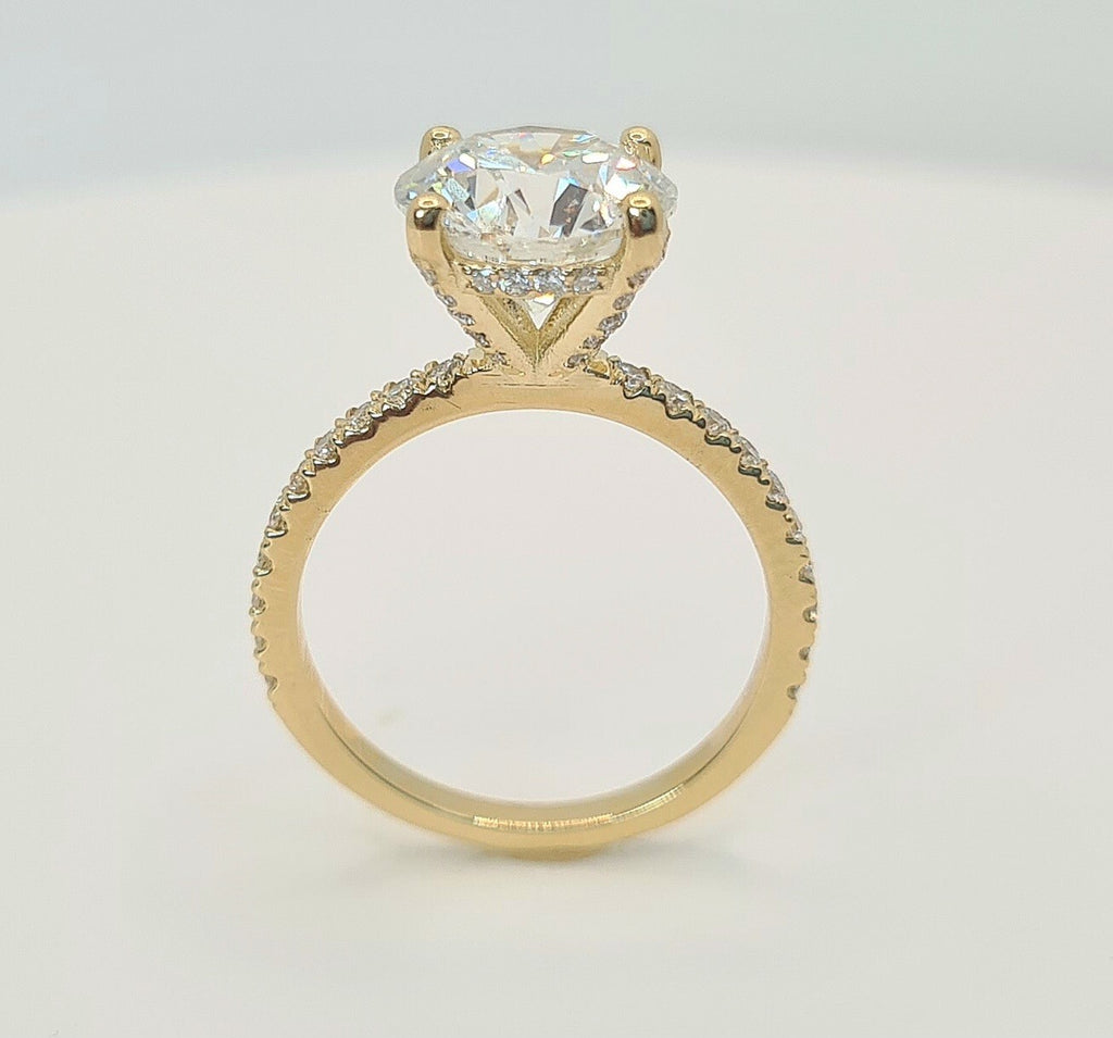 6.43 Ct G VS2 Round Lab Grown Diamond Engagement Ring 14k Yellow IGI Certified