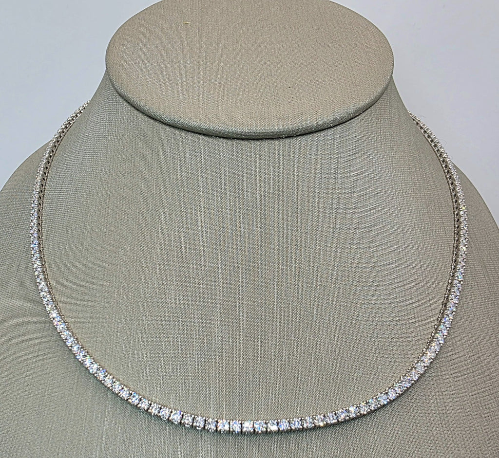 10 Ct 14K White Gold E VS Lab-Grown Eternity Diamond Tennis Necklace, 16” NEW!
