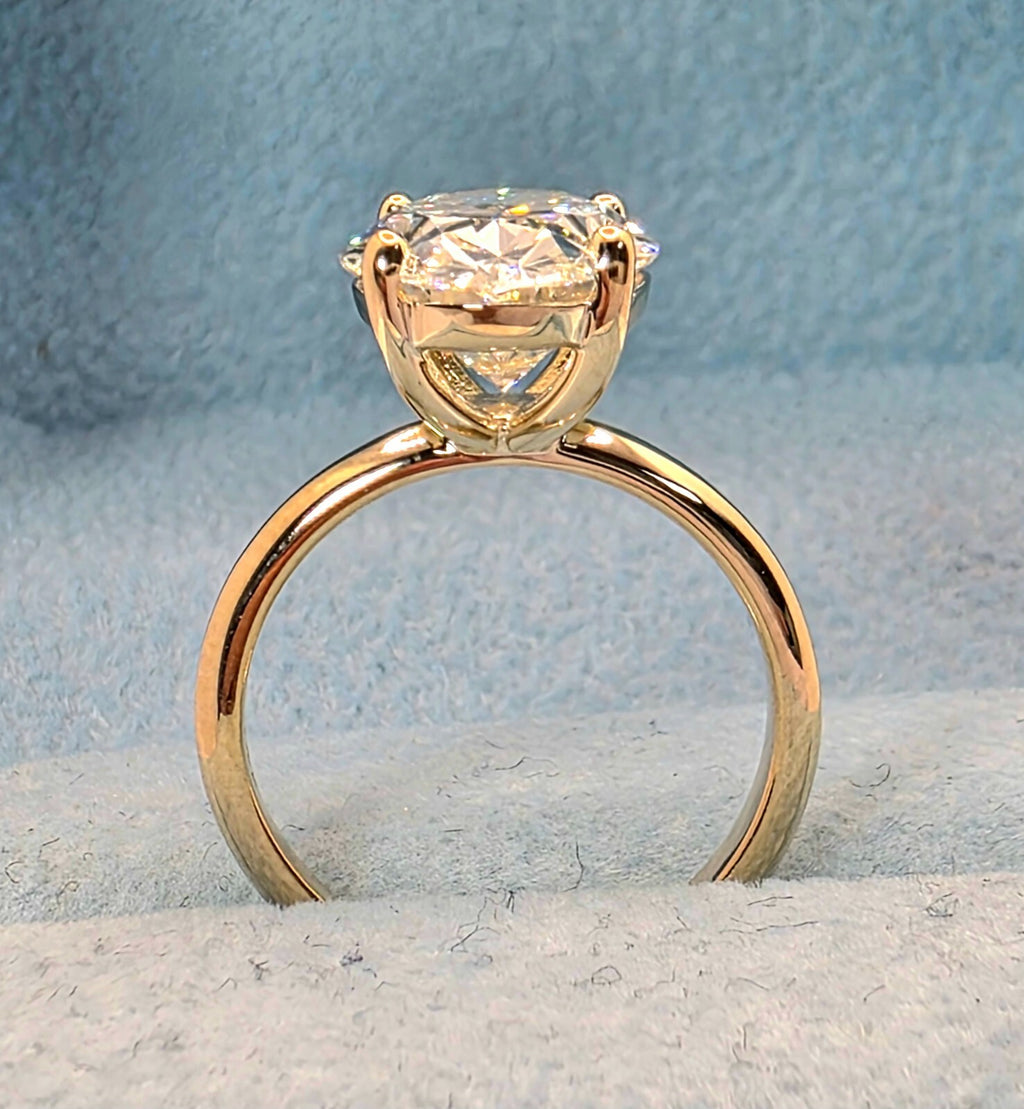 5.00 Ct D VS1 Oval Lab Grown Diamond Ring IGI Certified 14k Yellow Gold