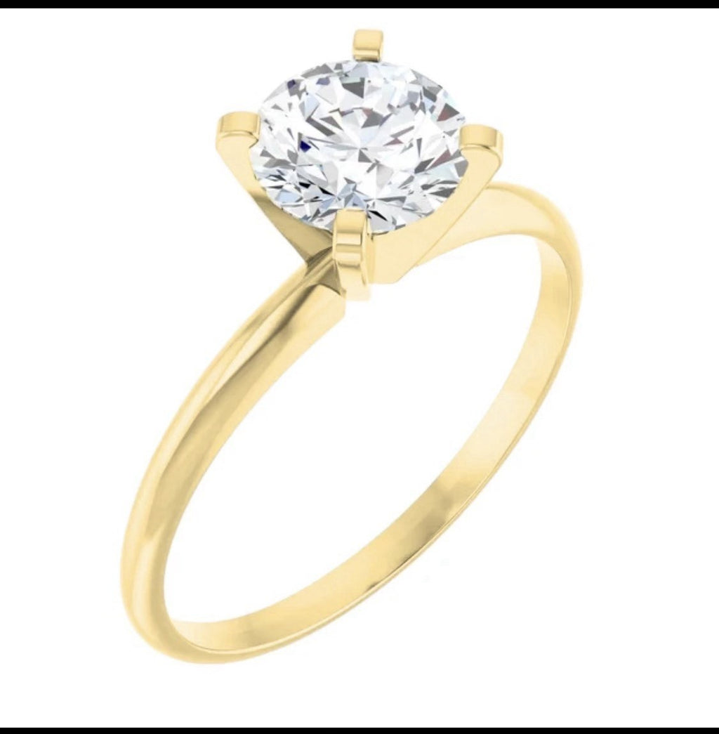 1.00 Carat IGI Certified D VS1 Lab Grown Round Diamond Ring 18k Yellow Sz 6