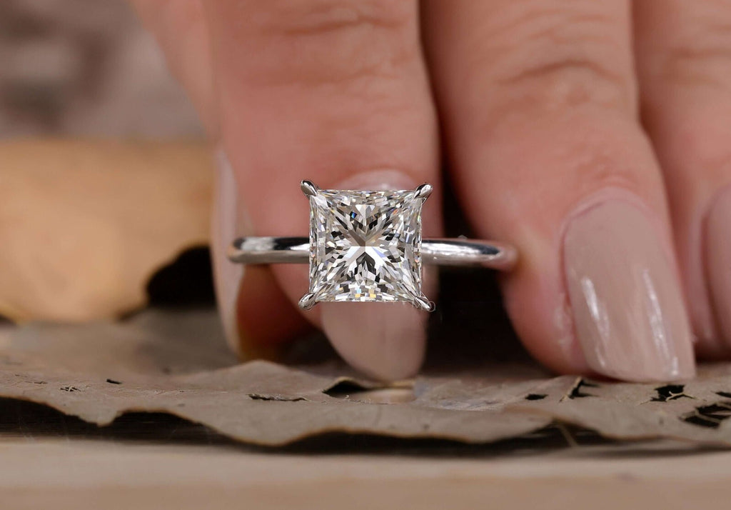 1.50 Carat G VS1 Princess Diamond Ring Lab Grown Diamond IGI Certified 14k White