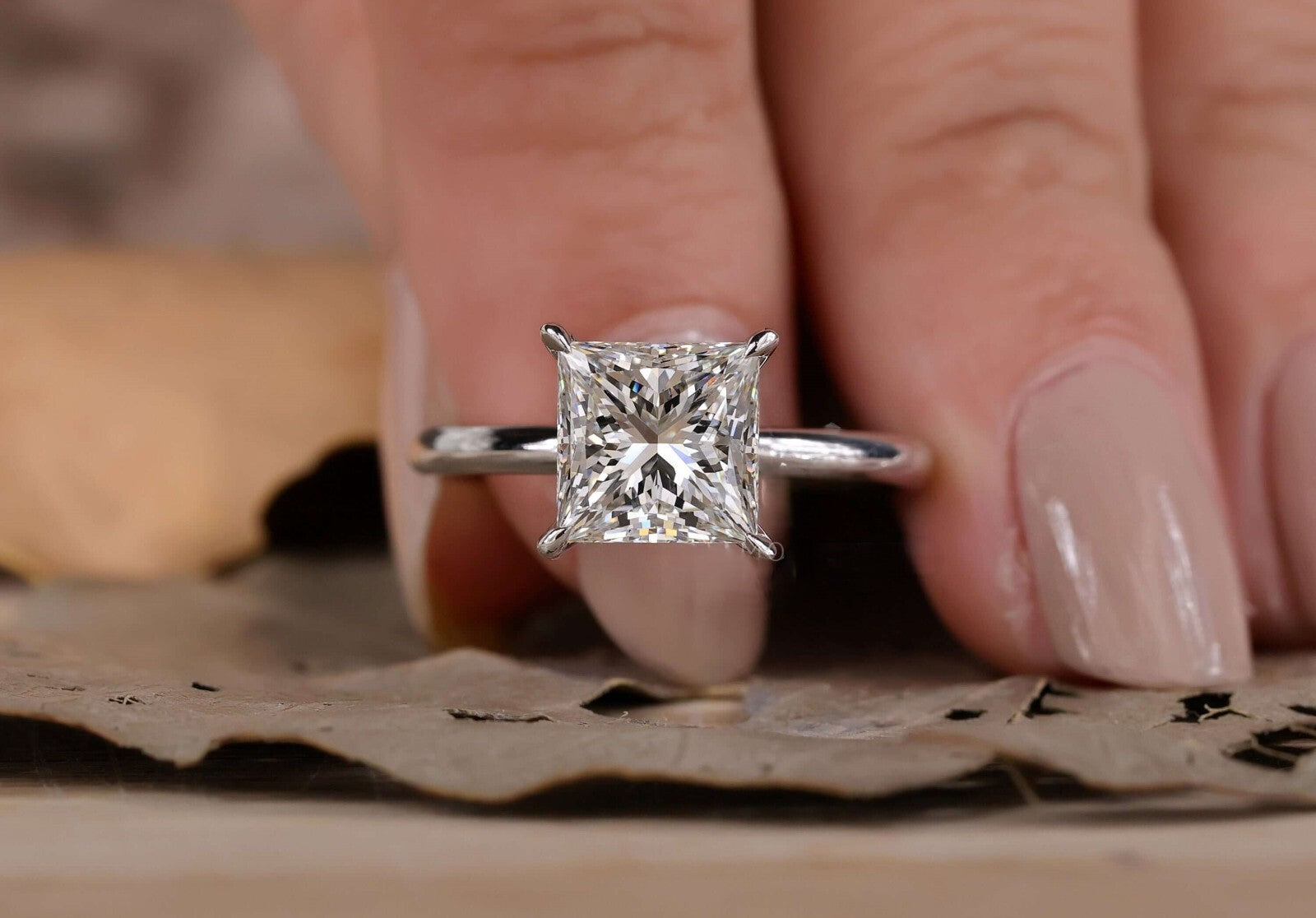 1.50 Carat G VS1 Princess Diamond Ring Lab Grown Diamond IGI Certified 14k White