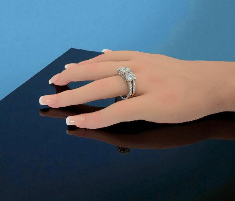 5.00 Ct D VS1 Lab Grown Diamond Ring With Matching Band IGI Certified 14k Gold