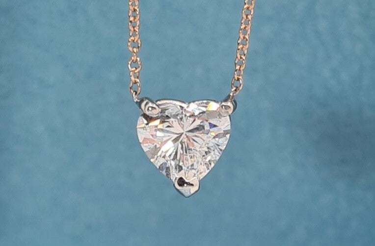 Valentine Gift 1.50 Ct E VS Heart Shape Lab Grown Diamond Pendant 14K Gold