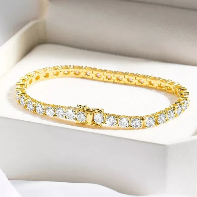 11 Ct TW Round Diamond 7" Tennis Bracelet 14k Yellow Gold Lab Grown Color D VS