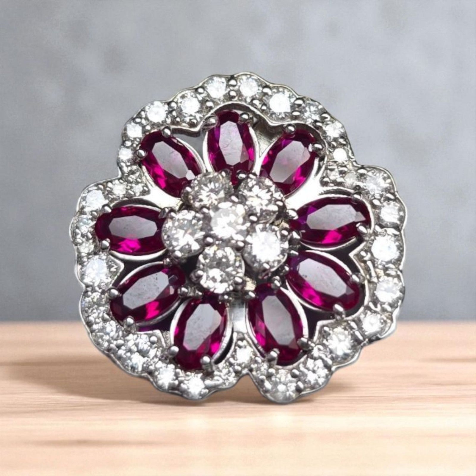 5.00 Carat Lab Grown Ruby and Diamond Earrings 14k White Gold GIA Authenticated