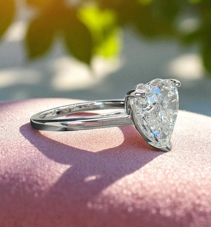 3.00 Ct D VS1 Heart Shaped Diamond Engagement 14k Ring Lab Grown IGI Certified