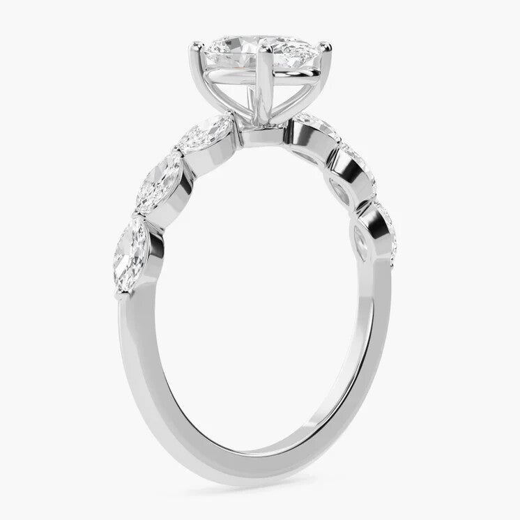 3.75 Ct E VS1 Lab Grown Oval Diamond Engagement Ring IGI Certified 14k White