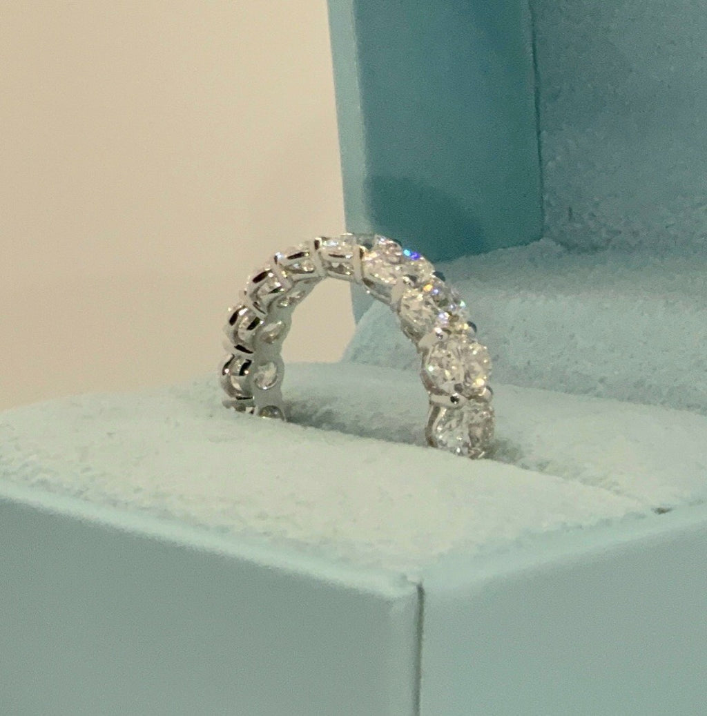 6.50 Ct Oval Lab Grown Diamond Eternity Band Ring 14k F VS GIA Authenticated