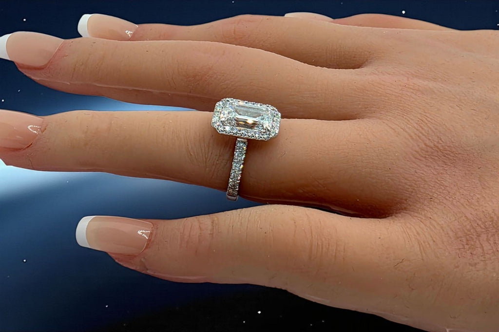 4.00 Ct D VS1 IGI Certified Emerald Cut Lab Grown Diamond Ring 14k White Gold