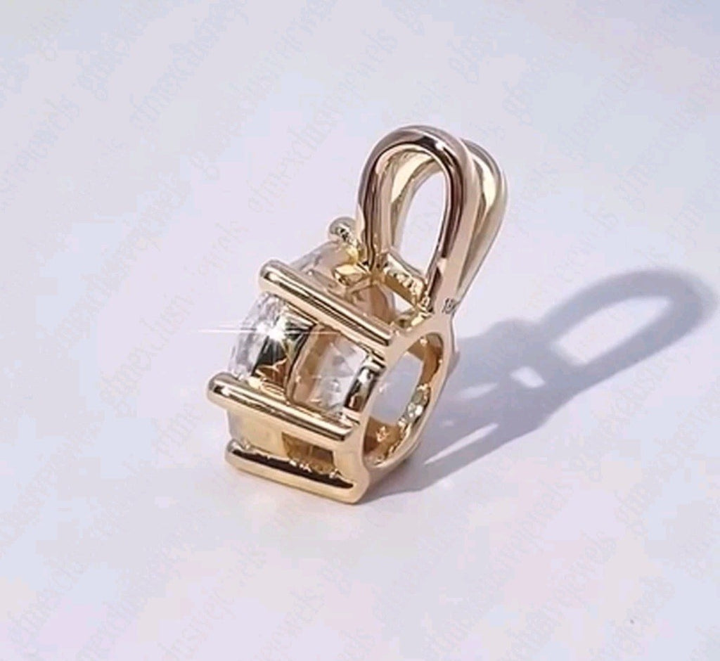 2.50 Ct E VS1 Round Lab Grown Diamond Pendant 14k Yel Gold IGI 6 Prong No Chain