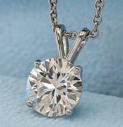 IGI Certified 4.00 Ct Round G/VS1 Lab Grown Diamond Necklace 14K White Gold