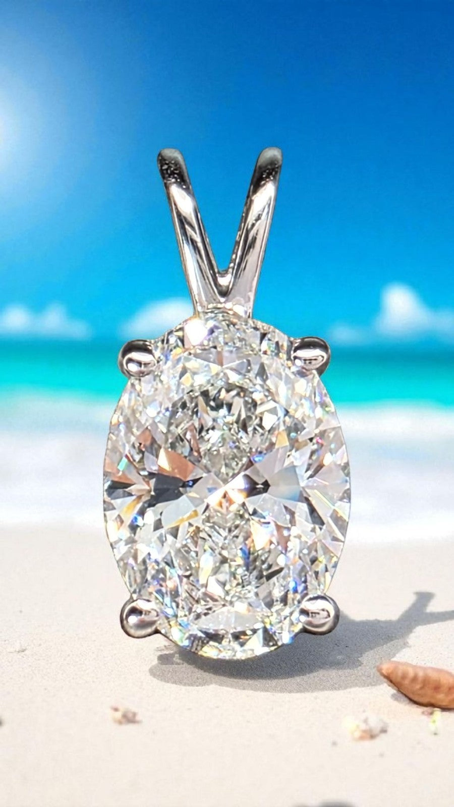 1 Ct D VS1 Oval Lab Grown Diamond Pendant 14k White Gold IGI Certified No Chain