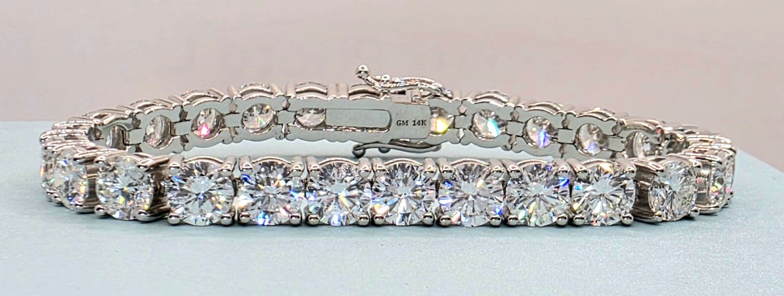 20.61 Ct Lab Grown Diamond Tennis Bracelet 14k White Gold 7" Inches Free Ship