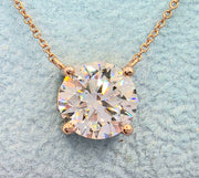 3.00 Ct F VS1 Round Lab Grown Diamond Pendant 14k Rose Gold IGI Certified