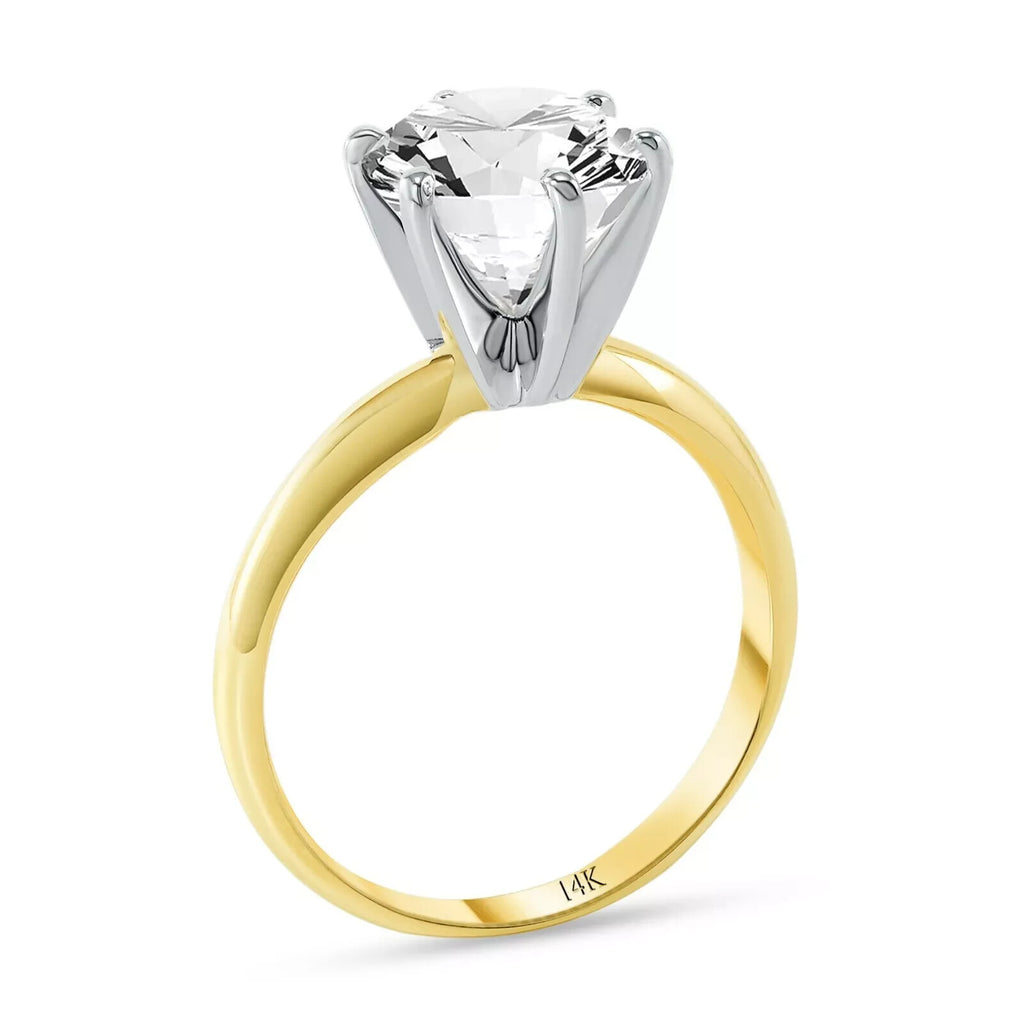 2.75 Ct G/VS Round 14K Yellow Gold Diamond Solitaire Engagement Ring Lab Grown