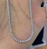 6.50 Ct Lab Grown D VS Diamond Set Women Tennis Necklace In 14k White Gold 16''
