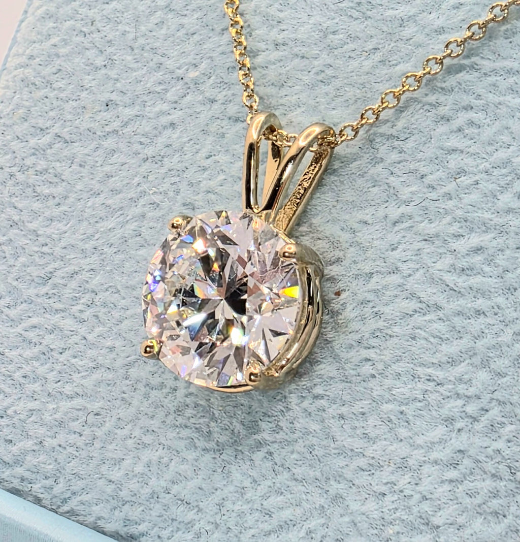 4.00 Ct E VS2 Lab Grown Diamond Solitaire Pendant 14k with Chain IGI Certified