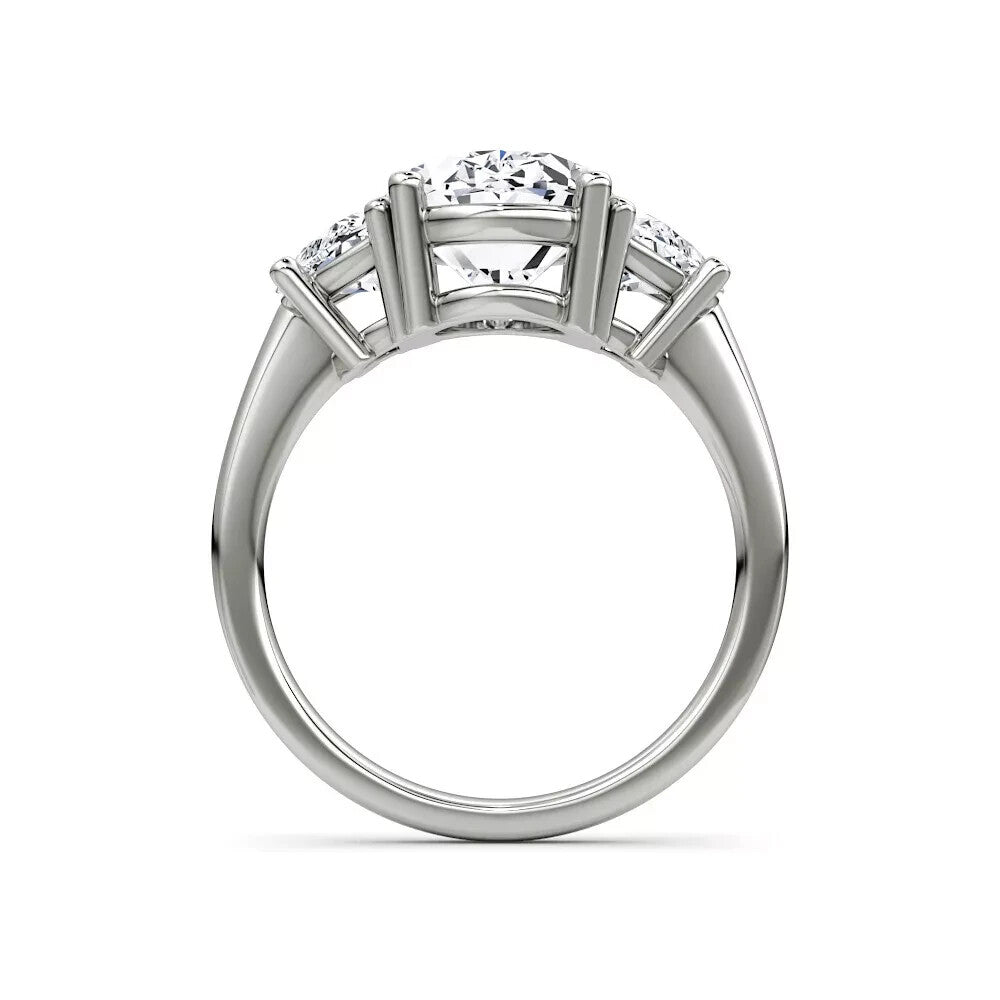 4.80 Ct F VS1 14k White Gold Oval Lab Grown Diamond Ring IGI Certified