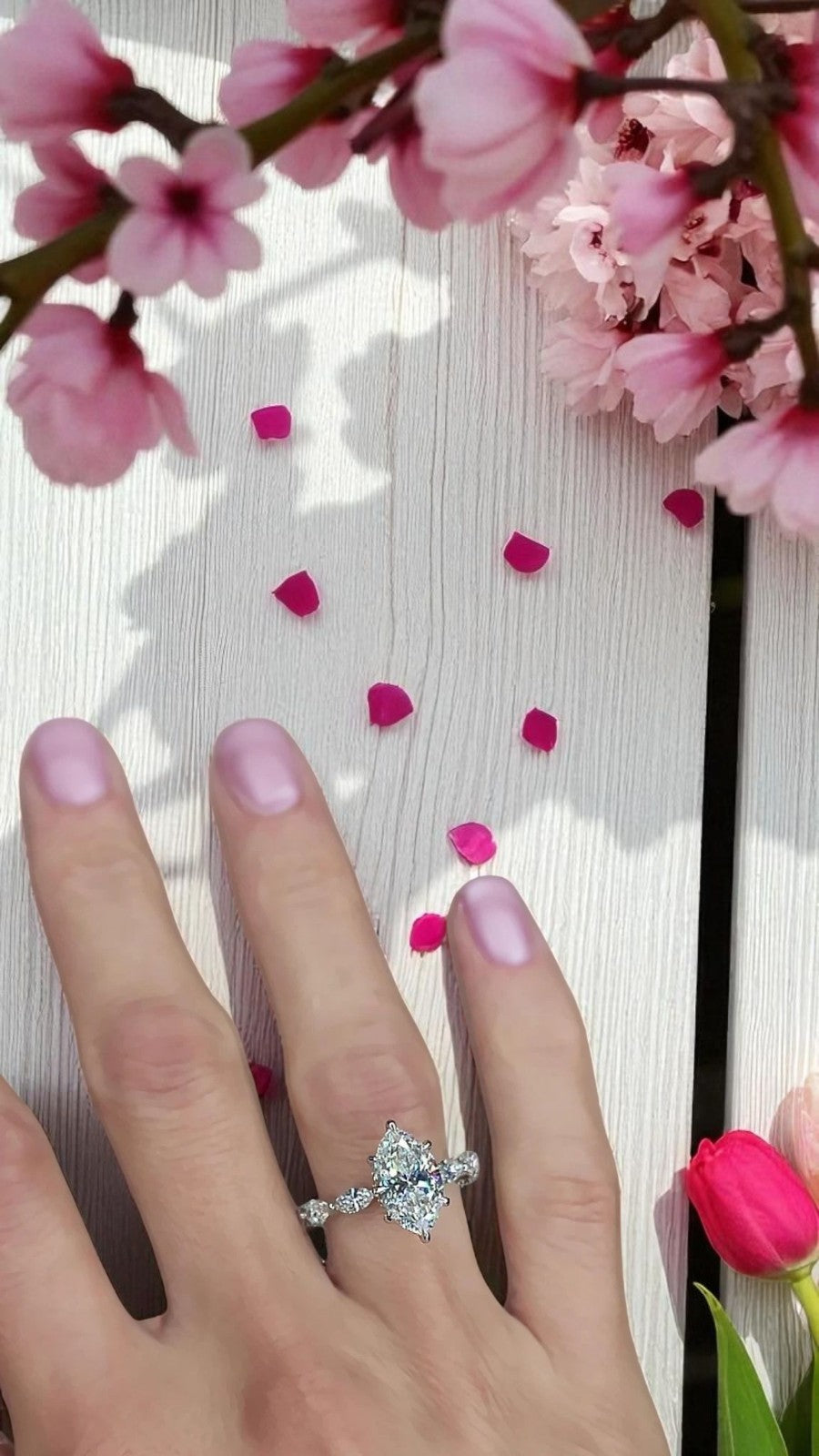 5.00 Carat Marquise Diamond Ring IGI Lab Grown 14K White Gold IGI Certified