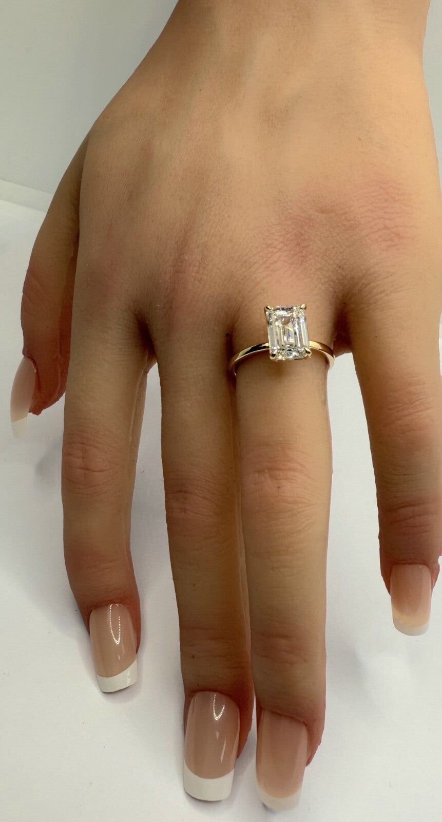 3.00 Ct F VS1 Emerald Cut Diamond Ring Lab Grown IGI Certified 14k Yellow Gold