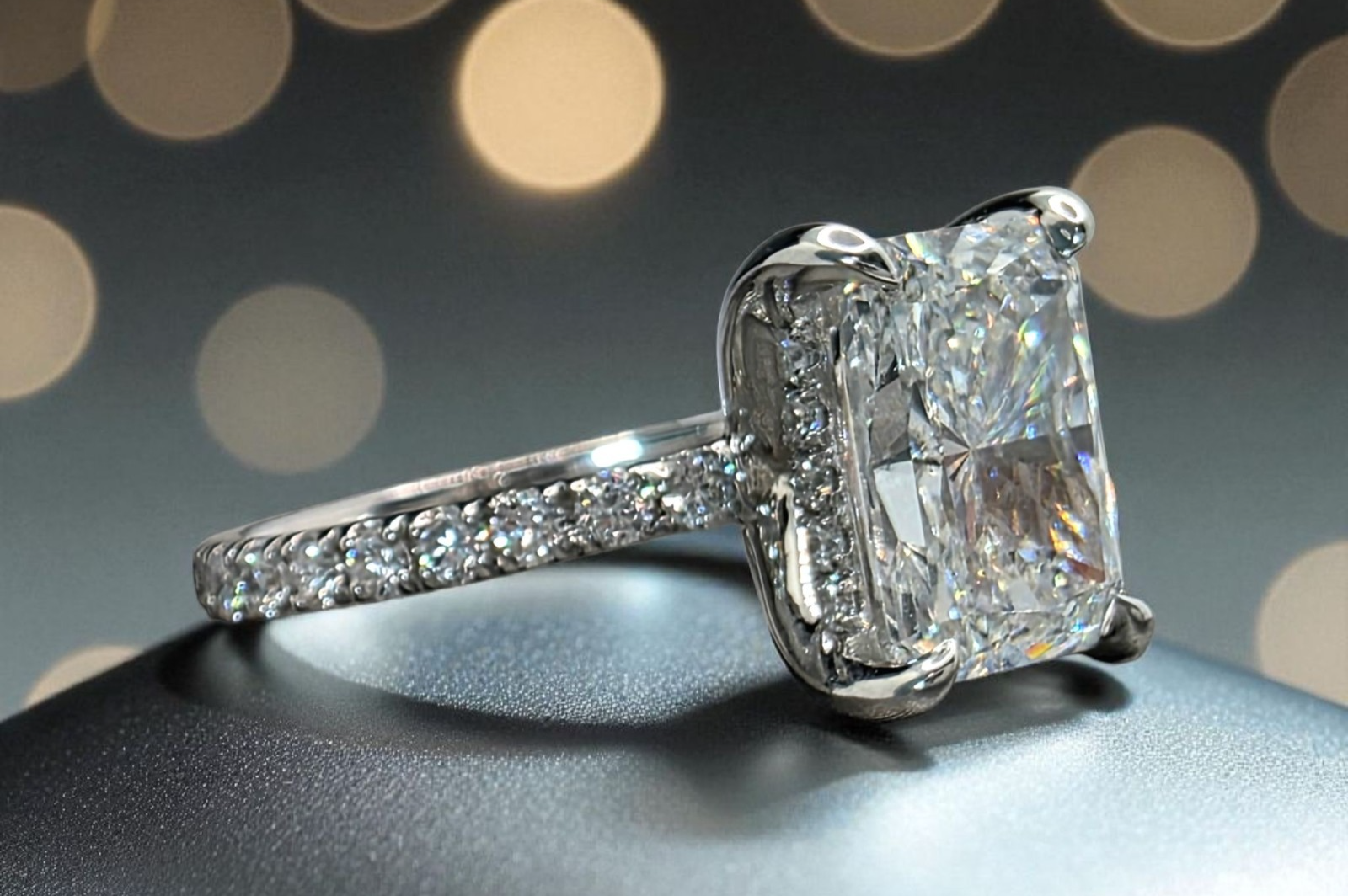 2.70 Radiant D VS1 14k White Lab Grown Diamond Ring IGI Certified