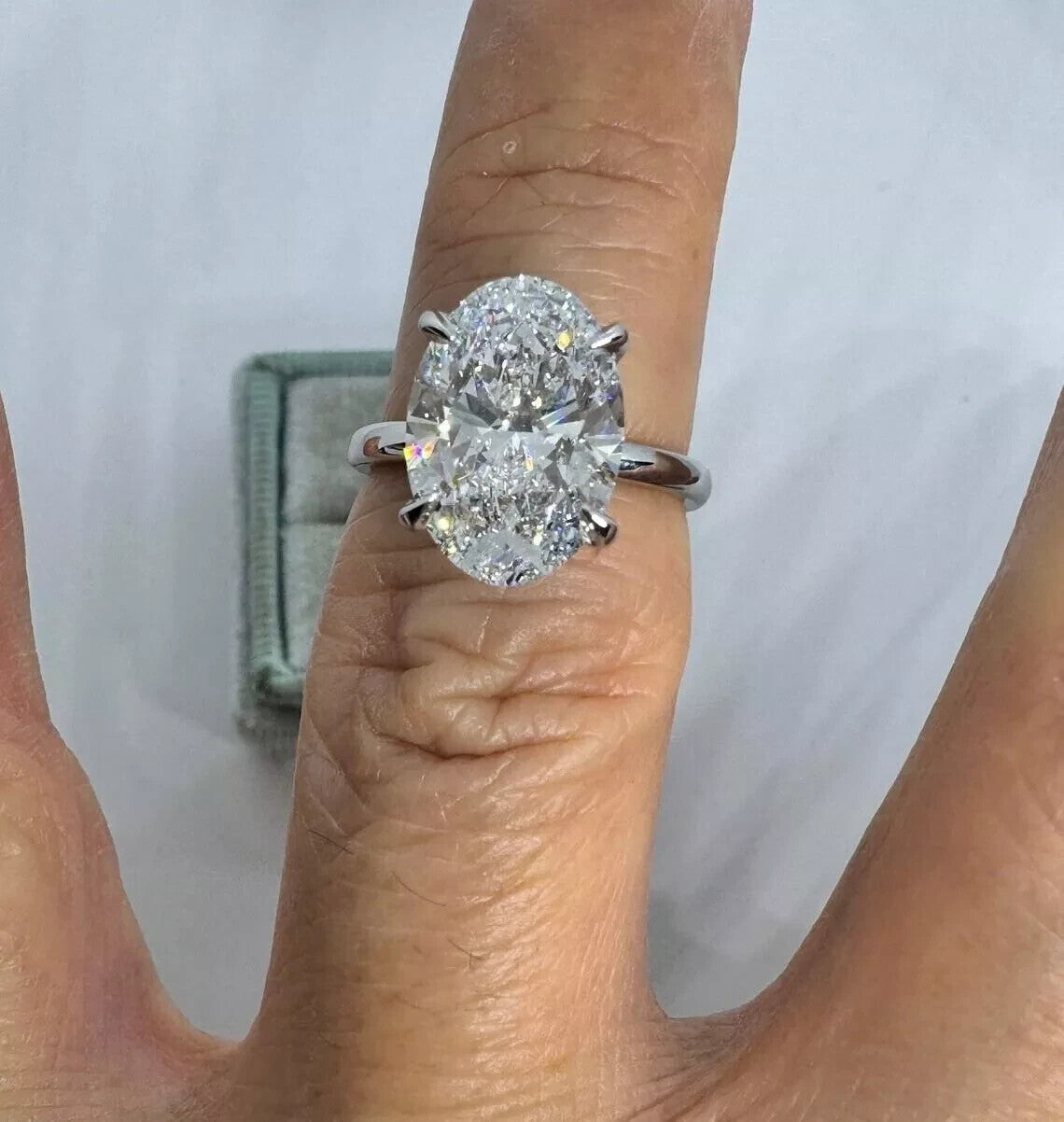 IGI Certified 5.00 Carat F VS1 Oval Lab Grown Diamond Engagement Ring 14k Gold