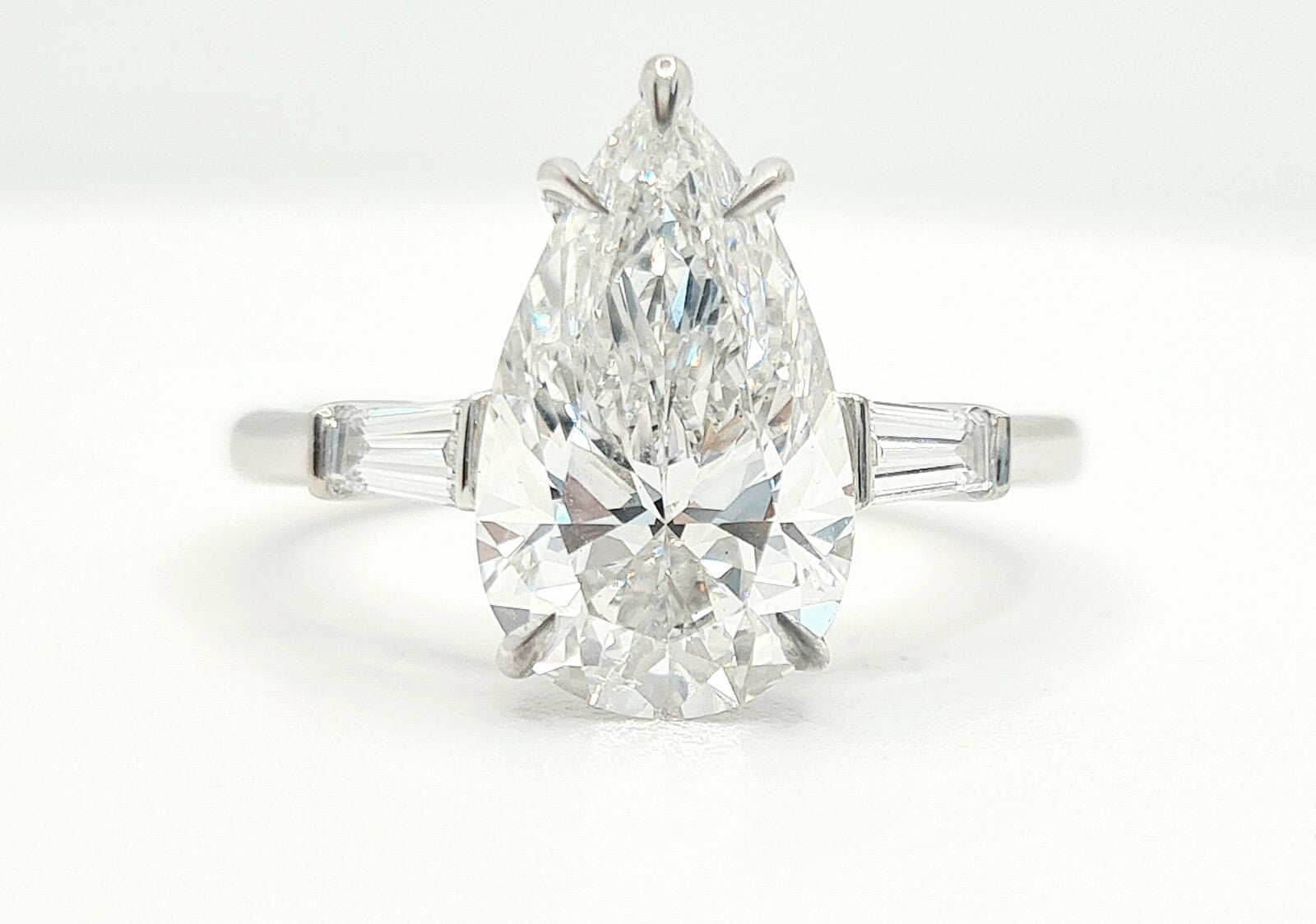 5.40 Ct E VS1 Pear Platinum Lab Grown Diamond Engagement Ring IGI Certified
