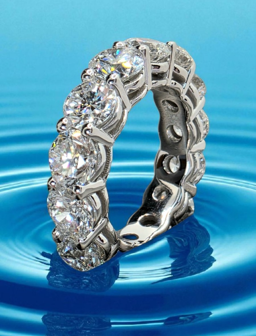 7.00 Ct Round Lab Grown Diamond Eternity Band Ring 14k E VS GIA Authenticated
