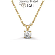1.00 Ct D VVS2 Round Lab Grown Diamond Pendant 14k Yellow Gold IGI Certified