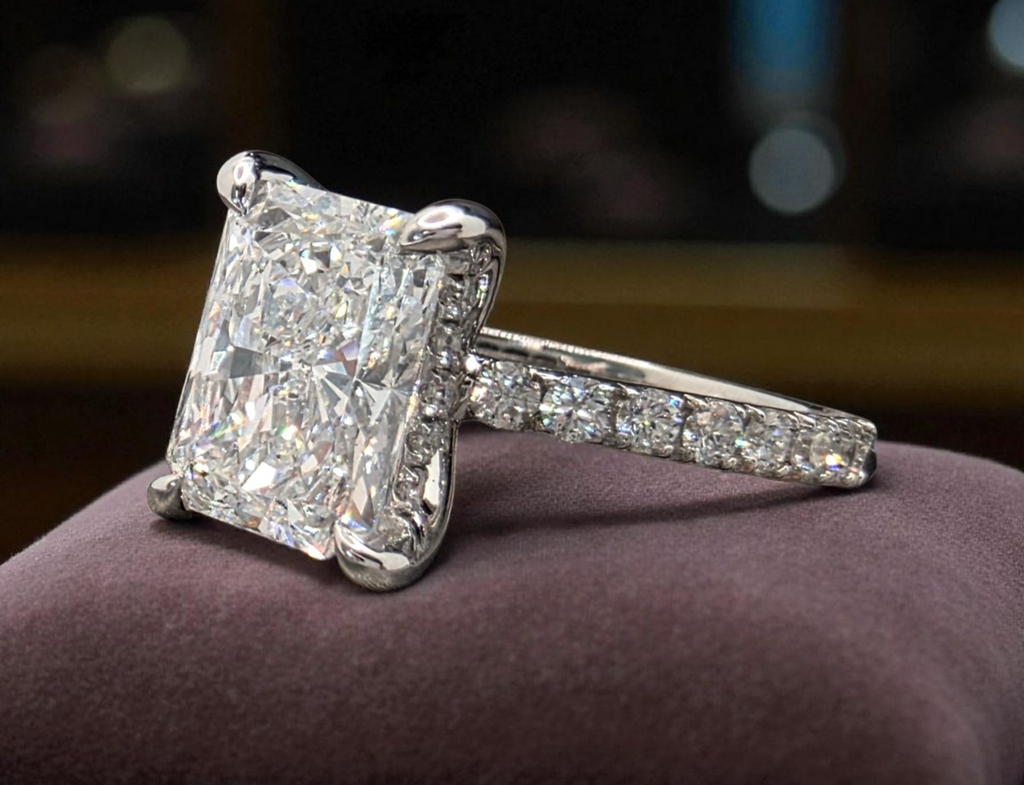 2.70 Radiant D VS1 14k White Lab Grown Diamond Ring IGI Certified