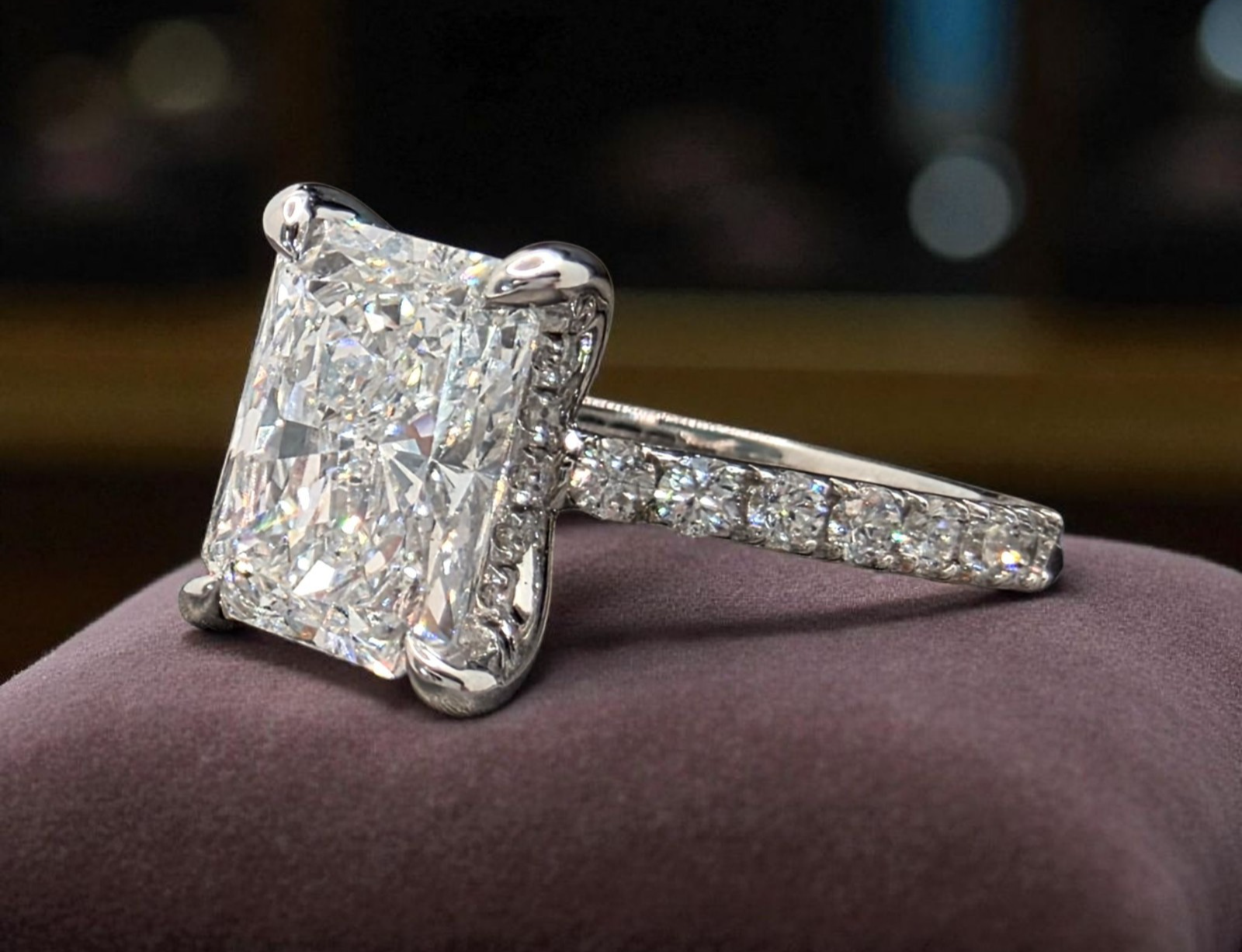 2.70 Radiant D VS1 14k White Lab Grown Diamond Ring IGI Certified