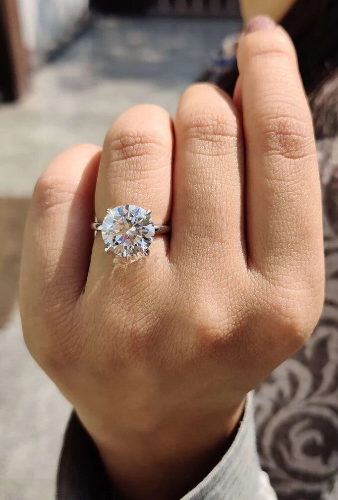 8.00 Ct Round Platinum Lab Grown Diamond Ring IGI Certified F SI1 GIA Authentic