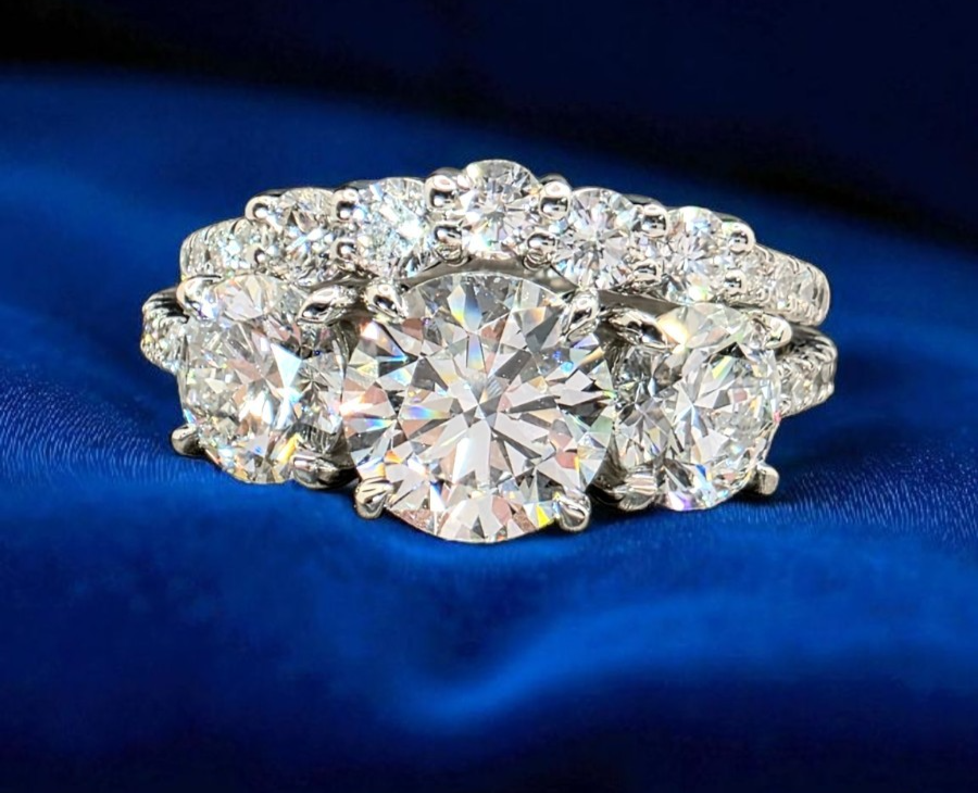 5.00 Ct D VS1 Lab Grown Diamond Ring With Matching Band IGI Certified 14k Gold