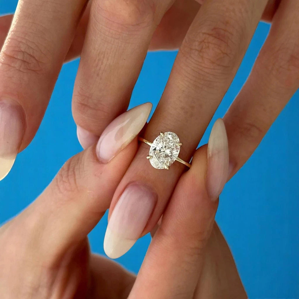 2.00 Ct D VVS2 Oval Solitaire Lab Grown Diamond Ring 14k Yellow IGI Certified