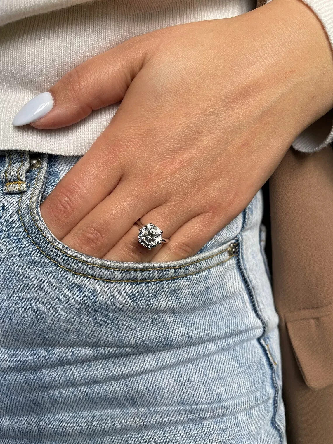 4.00 Ct E VVS2 Round Solitaire Lab Grown Diamond Ring IGI Certified