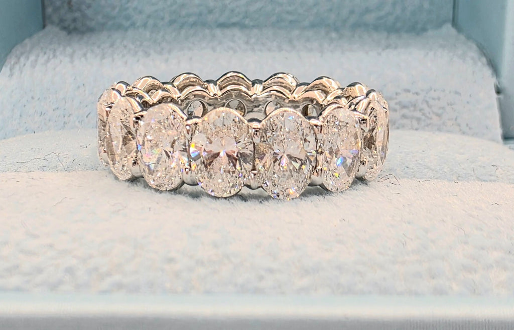 6.00 Ct Oval Lab Grown Diamond Eternity Band Ring 14k E VS GIA Authenticated